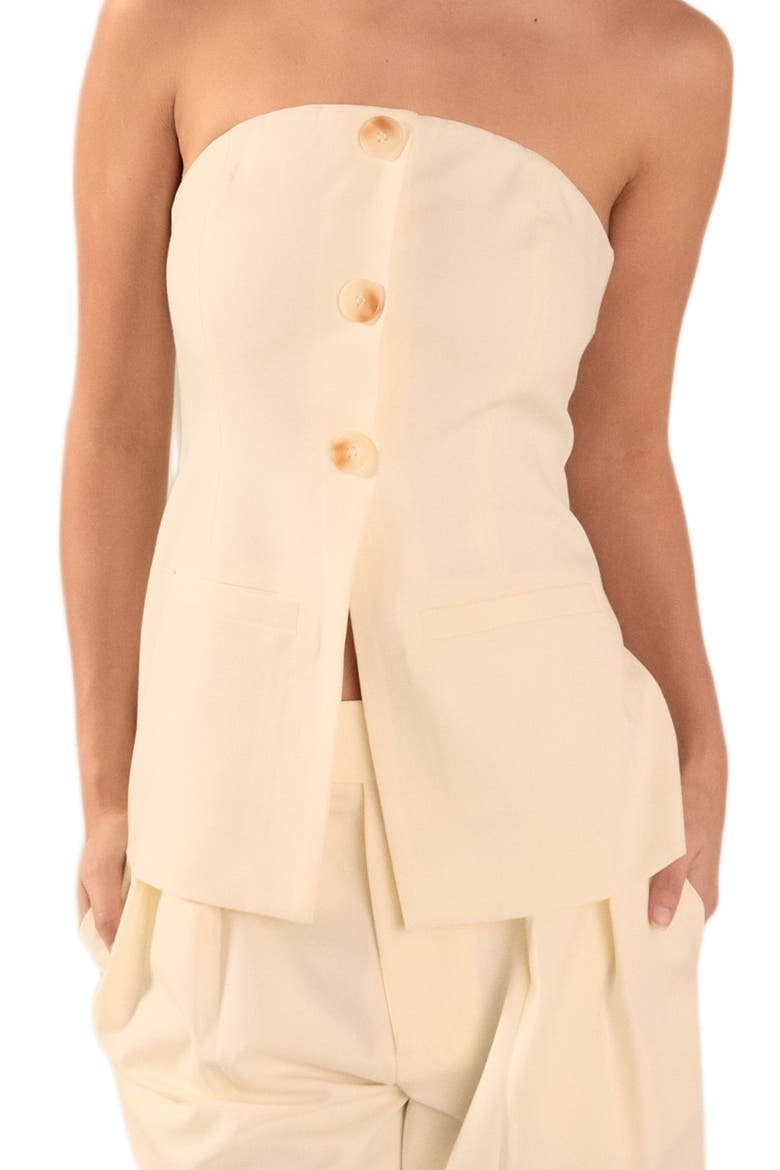 Button Strapless Top, Alternate, color, CREAM