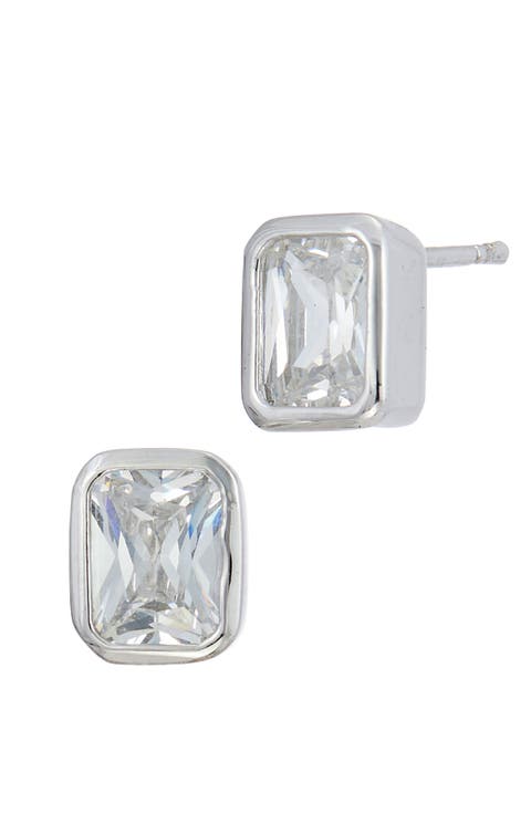 Bezel Set Cubic Zirconia Stud Earrings