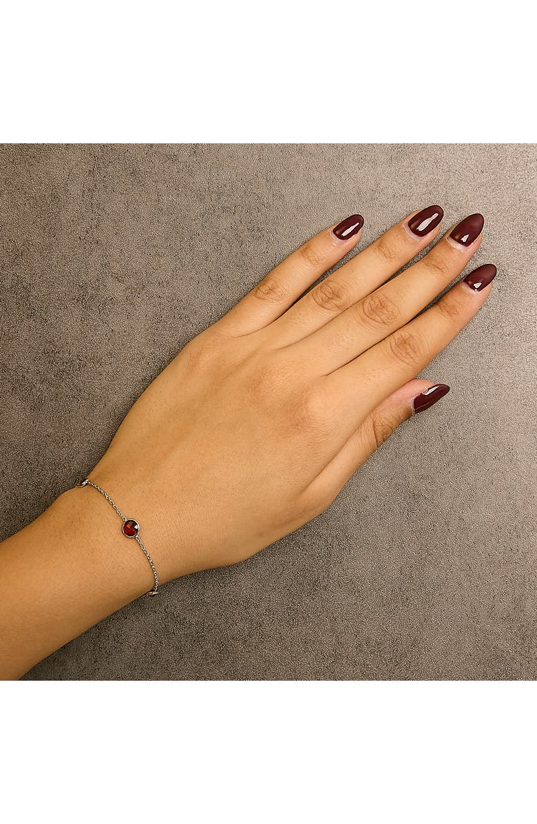 Haus of Brilliance .925 Sterling Silver Bezel Set Red Garnet 5 Station Adjustable Bolo Bracelet, Alternate, color, White