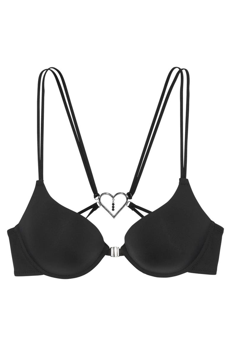 Strappy Heart Push Up Bra, Alternate, color, Black
