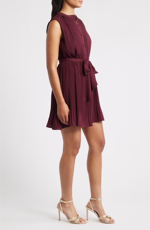 Sam Edelman Pleated Minidress In Burgundy