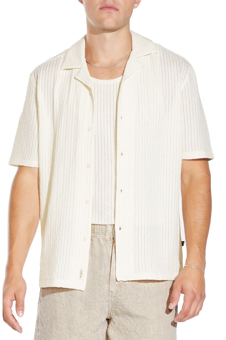 Relaxed Fit Short Sleeve Button-Up Resort Shirt, Main, color, CREAM
