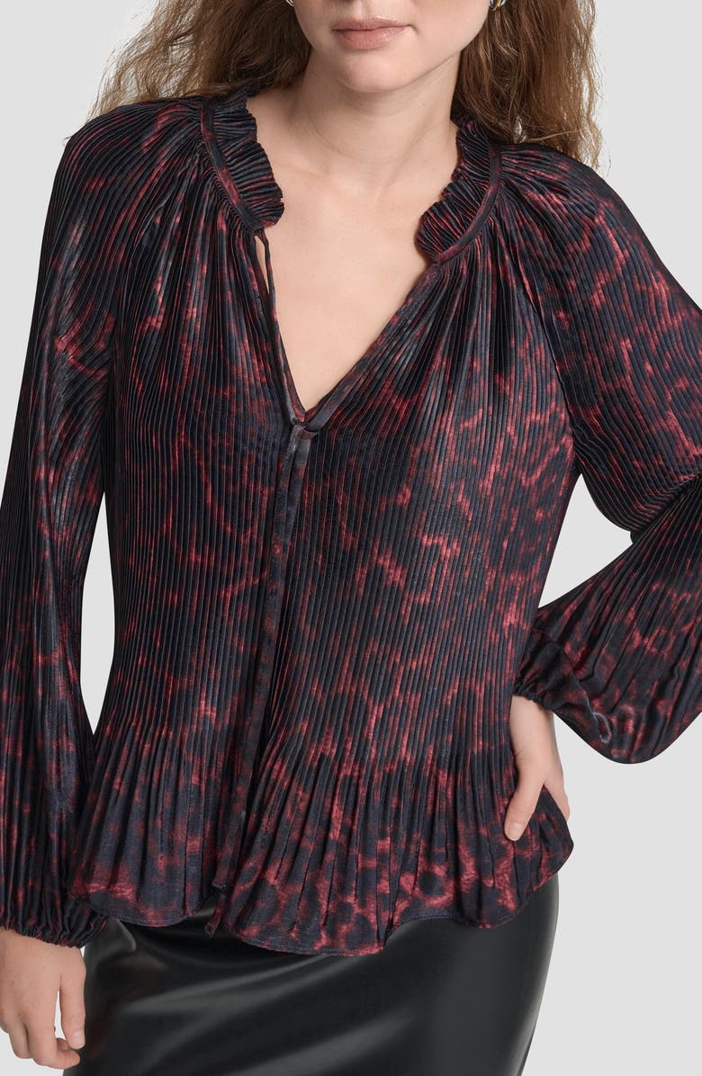 DKNY Print Pleated Top, Alternate, color, 