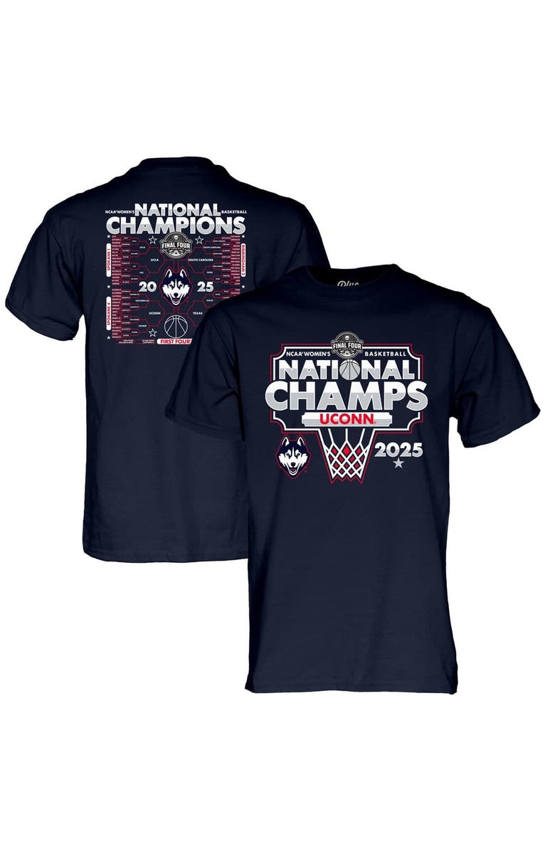 BLUE 84 Men's Blue 84  Navy UConn Huskies 2025 NCAA Women's Basketball National Champions Bracket T-Shirt, Main, color, 