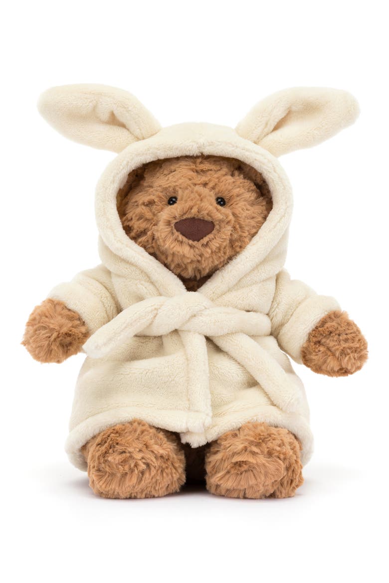 Bartholomew Bear Bathrobe Stuffed Animal, Main, color, BROWN