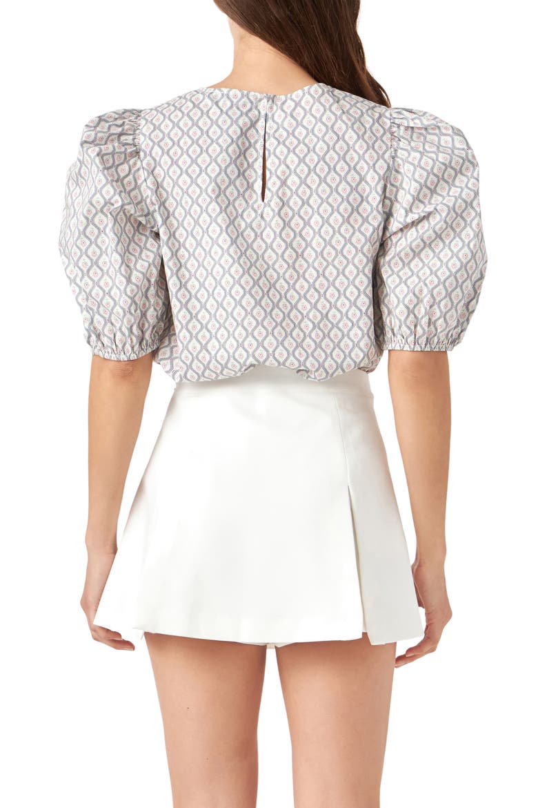 Floral Print Puff Sleeve Top, Alternate, color, MULTI