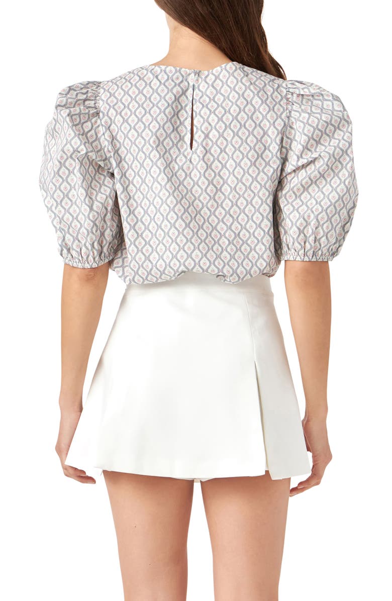 English Factory Floral Print Puff Sleeve Top, Alternate, color, Multi