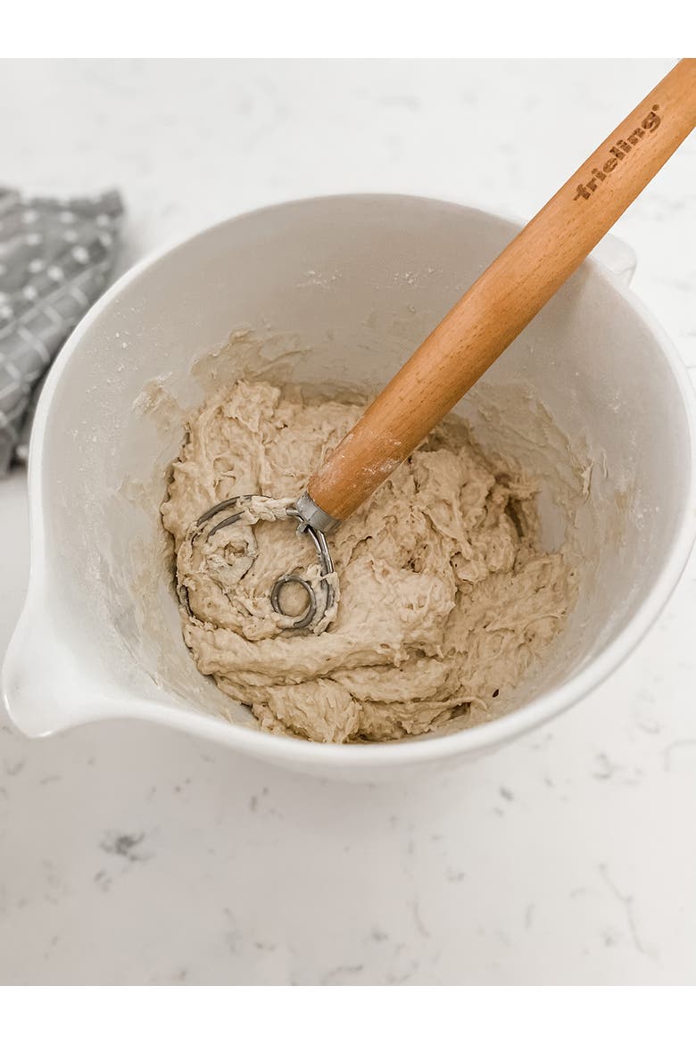 Wood and Stainless Batter and Dough Whisk for Mixing Bread Dough, 13-Inch, Natural, Alternate, color, Silver