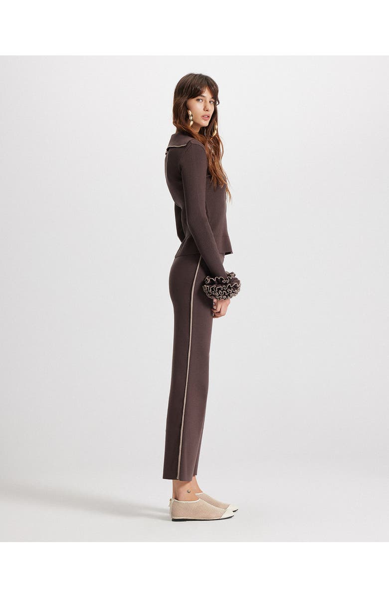 THEO The Label Nomia Ruffle Sleeve Johnny Sweater, Alternate, color, Koffee/Wheat