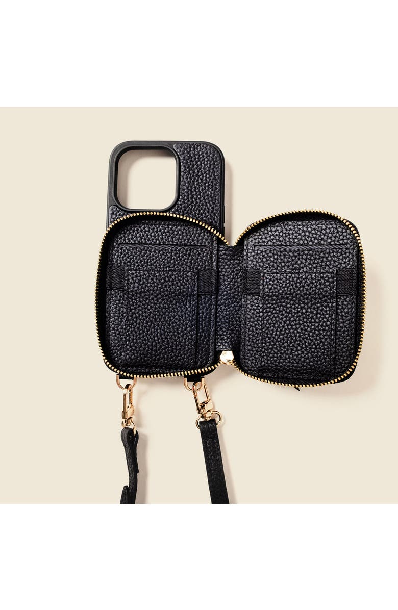 Casupo Leather iPhone Case with wallet and crossbody strap, Alternate, color, Black
