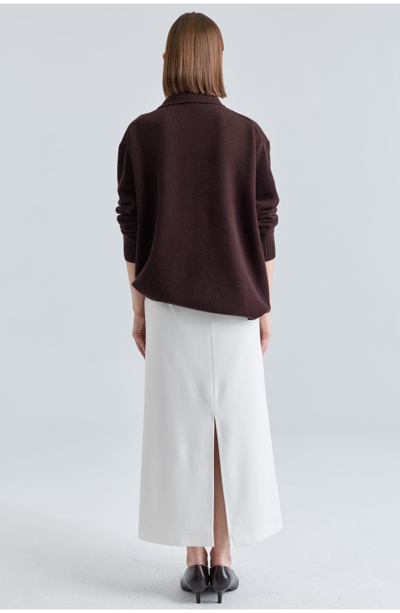 Almina Concept Polo Wool Sweater, Alternate, color, Dark Brown