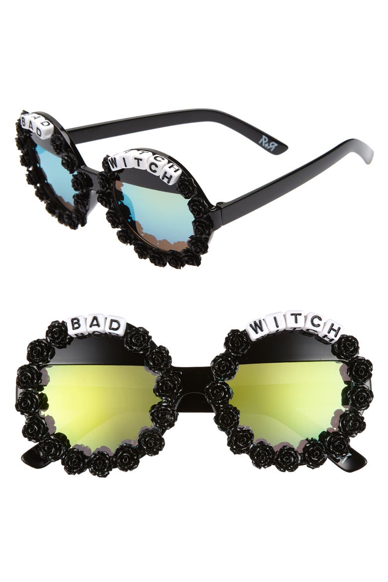 Bad Witch Round Sunglasses, Main, color, BLACK/ WHITE