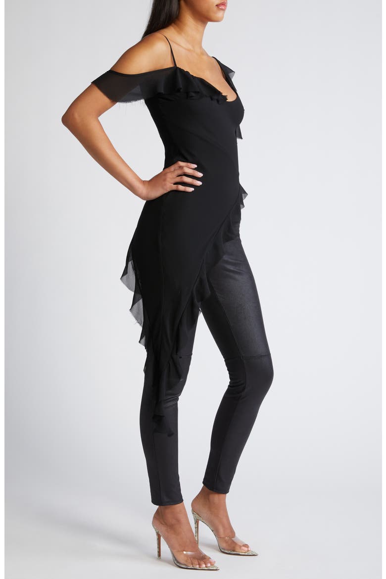 Asymmetric Chiffon Minidress, Alternate, color, BLACK