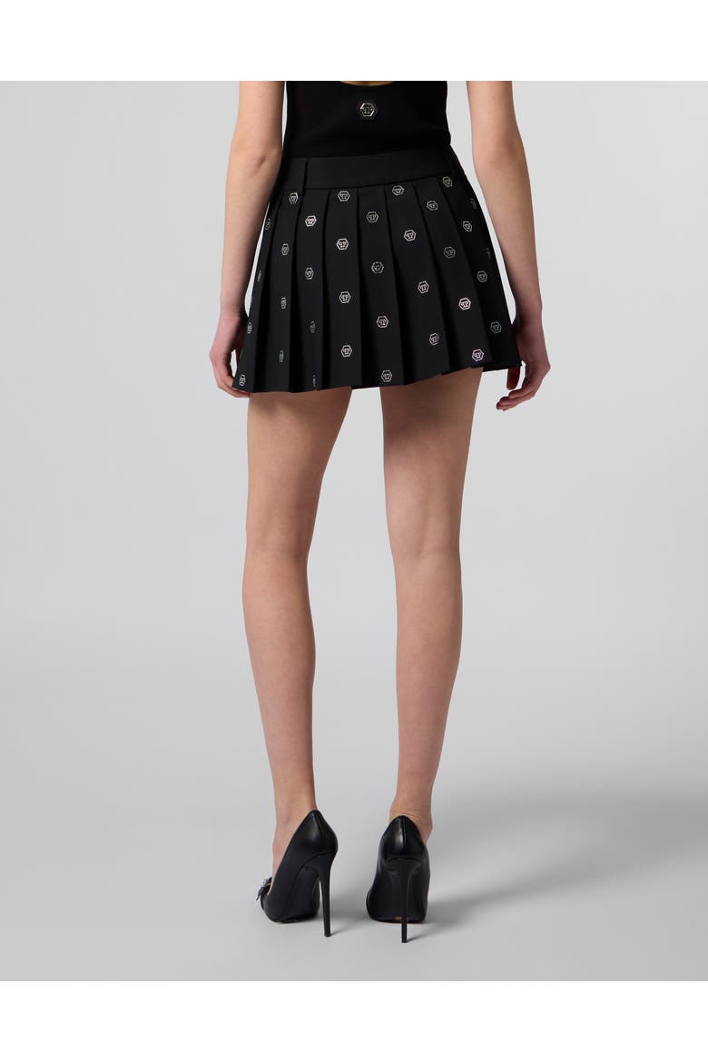 Pleated Mini Skirt Small Monogram Strass Monogram Strass Women, Alternate, color, black