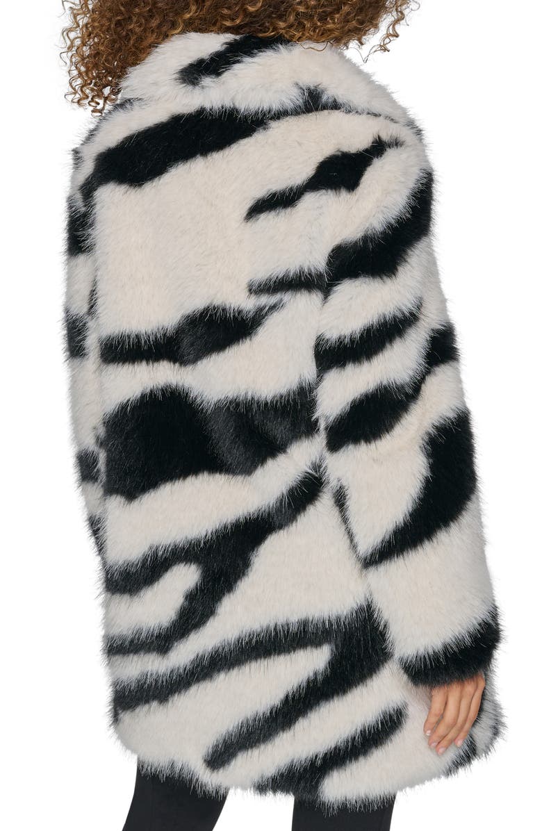 KARL LAGERFELD PARIS Oversize Zebra Print Faux Fur Jacket, Alternate, color, Black White
