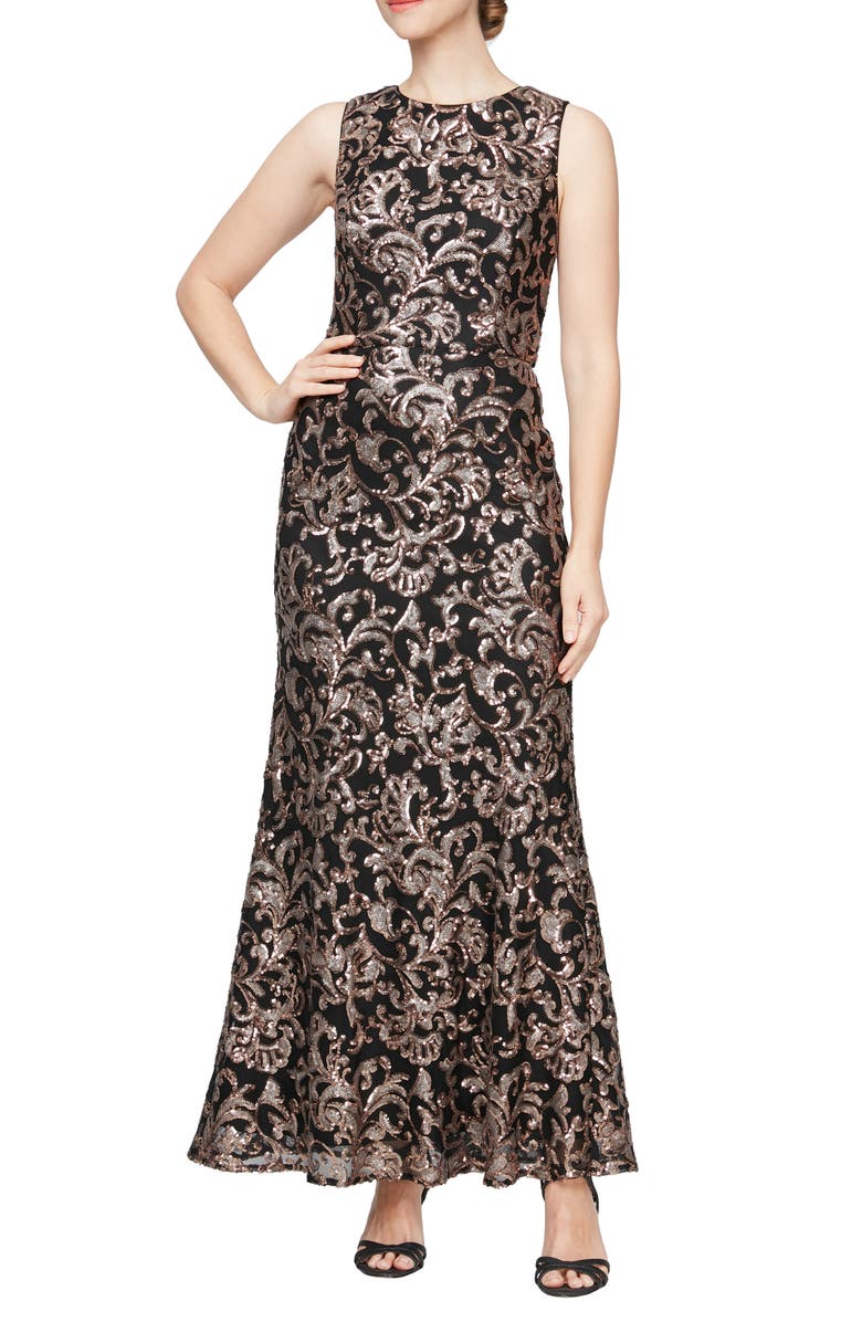Alex Evenings Sequin Sleeveless Gown, Main, color,