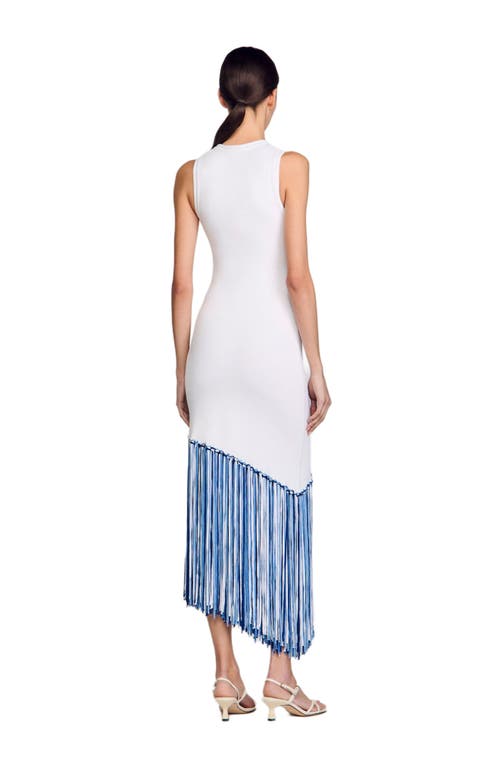 Sandro Fringed Maxi Dress In White