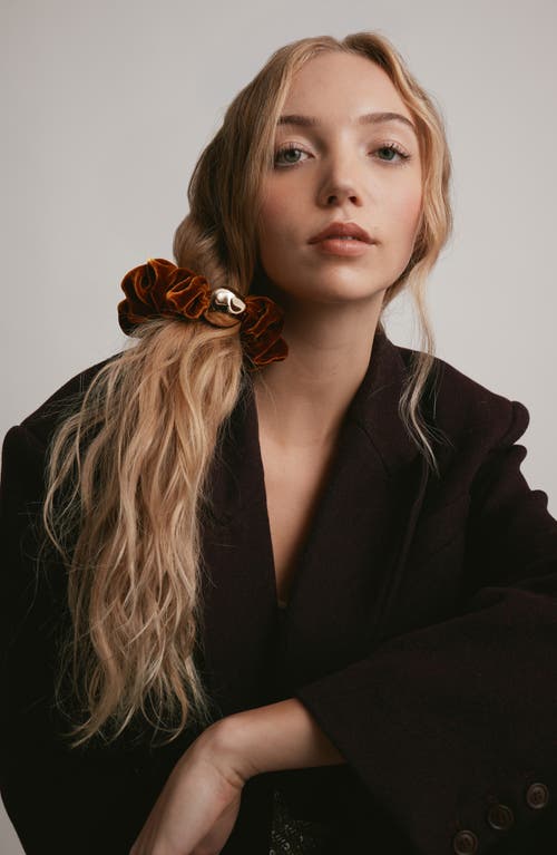 Lelet Ny Medium Inara Velvet Pendant Scrunchie In Brown