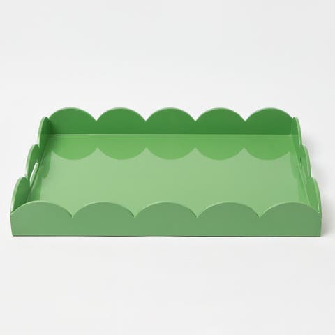 Green Scalloped Lacquer Tray