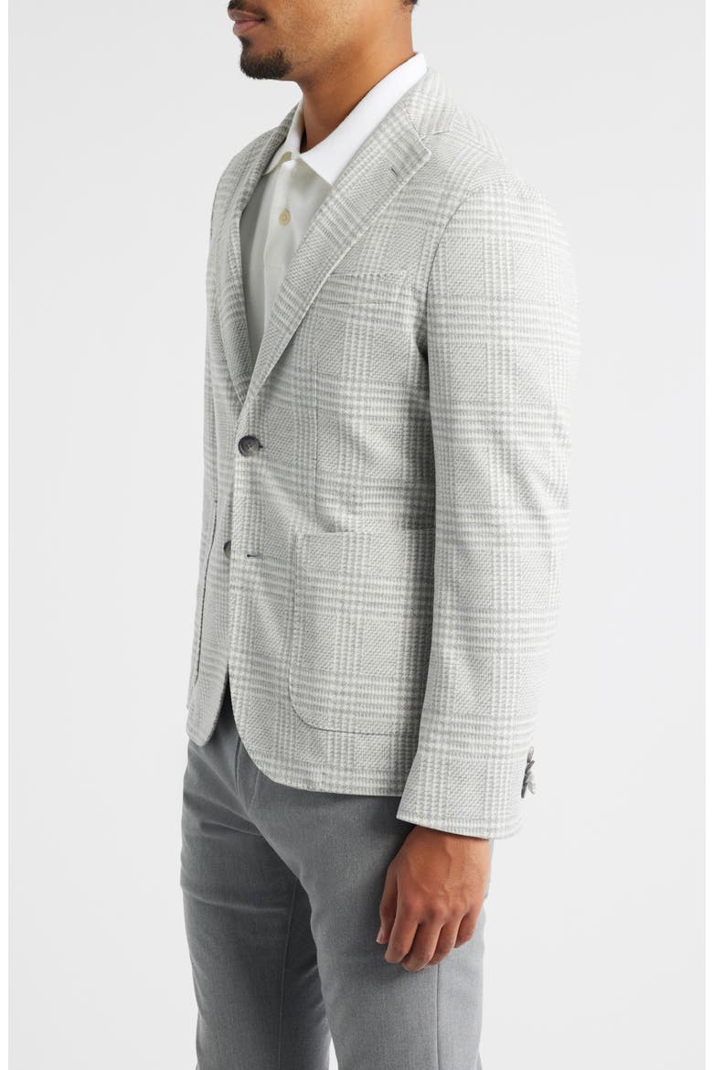 Hanry Slim Fit Light Grey Glen Check Knit Sport Coat, Alternate, color, SILVER