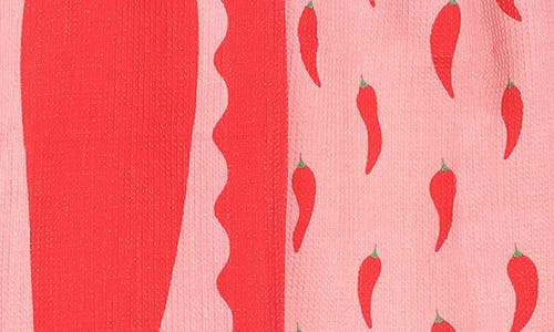 Tiramisu Chili Pepper Kitchen Towel Set In Pink