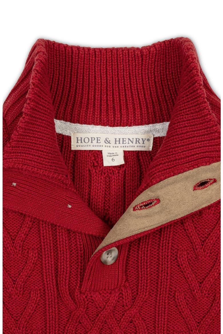 Kids' Organic Mock Neck Cable Sweater, Alternate, color, Red Twist Cable
