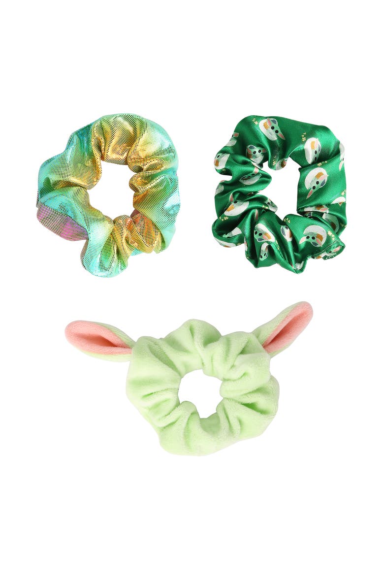 Mandalorian Grogu Hair Scrunchies 3-Piece Set Official License, Main, color, Green