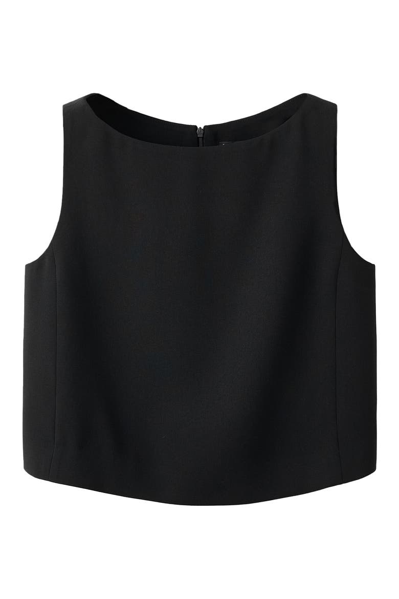 Round Neck Sleeveless Suiting Top, Alternate, color, BLACK