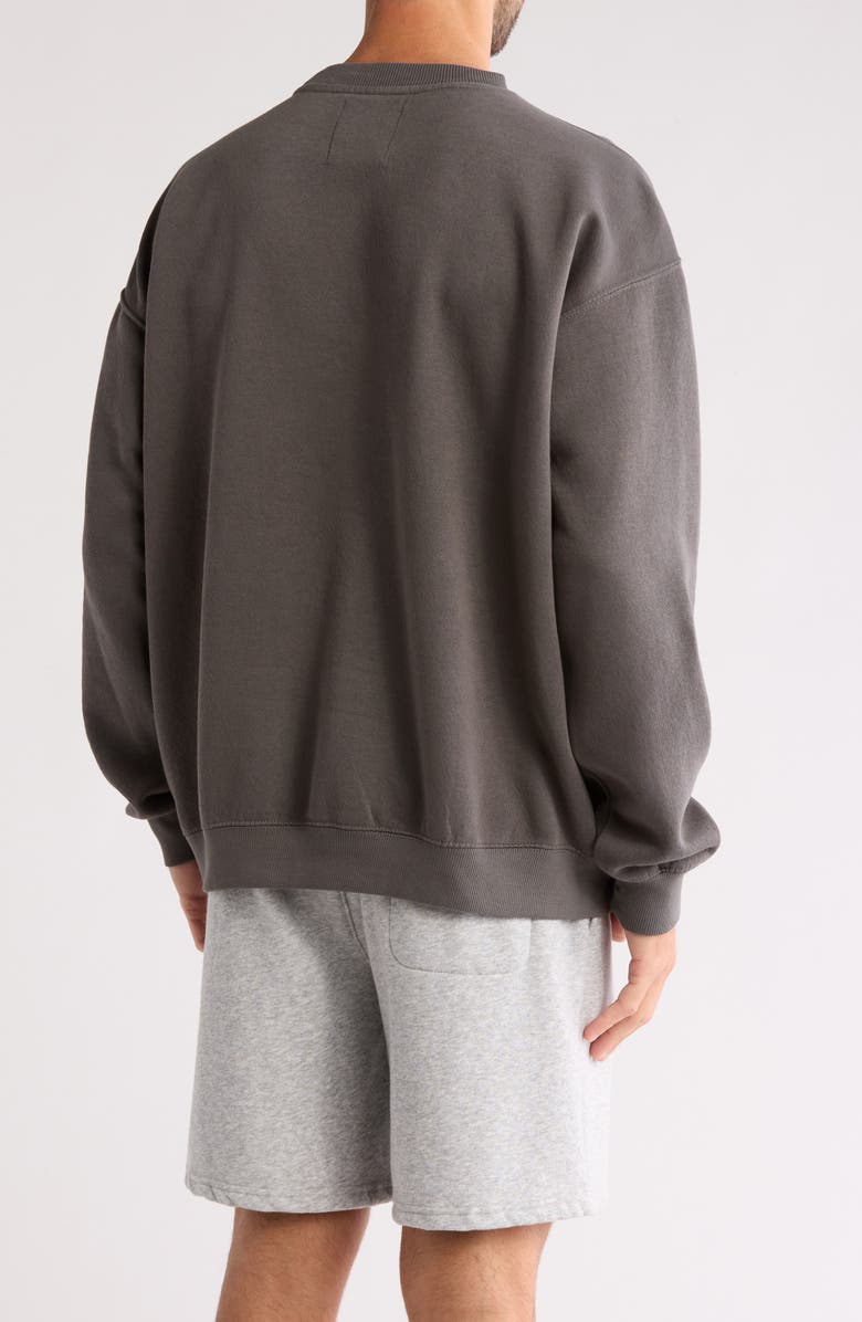 FLEECE FACTORY Heavy Washed Crew Sweatshirt, Alternate, color, Washed Black