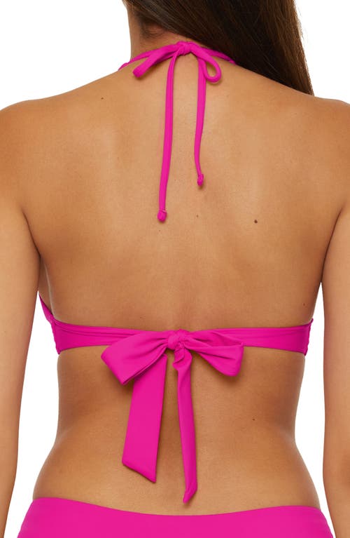 Becca Marble Canyon Ring Halter Bikini Top In Azalea