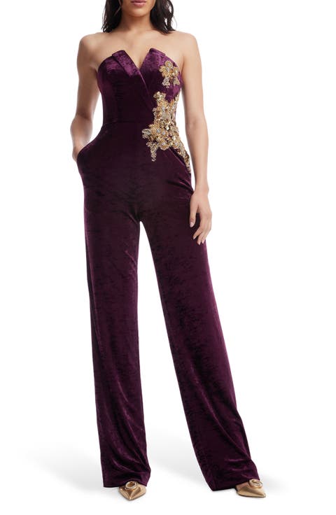 Beck Sequin Strapless Velvet Jumpsuit