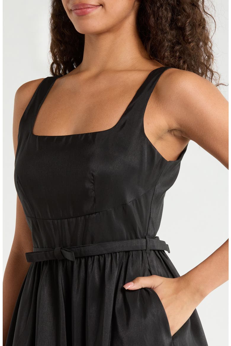 Alani Clio Pleat Midi Dress, Alternate, color, BLACK