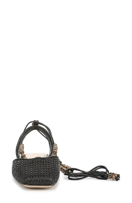 Sam Edelman Lily Ankle Wrap Mule Black Raffia In Black