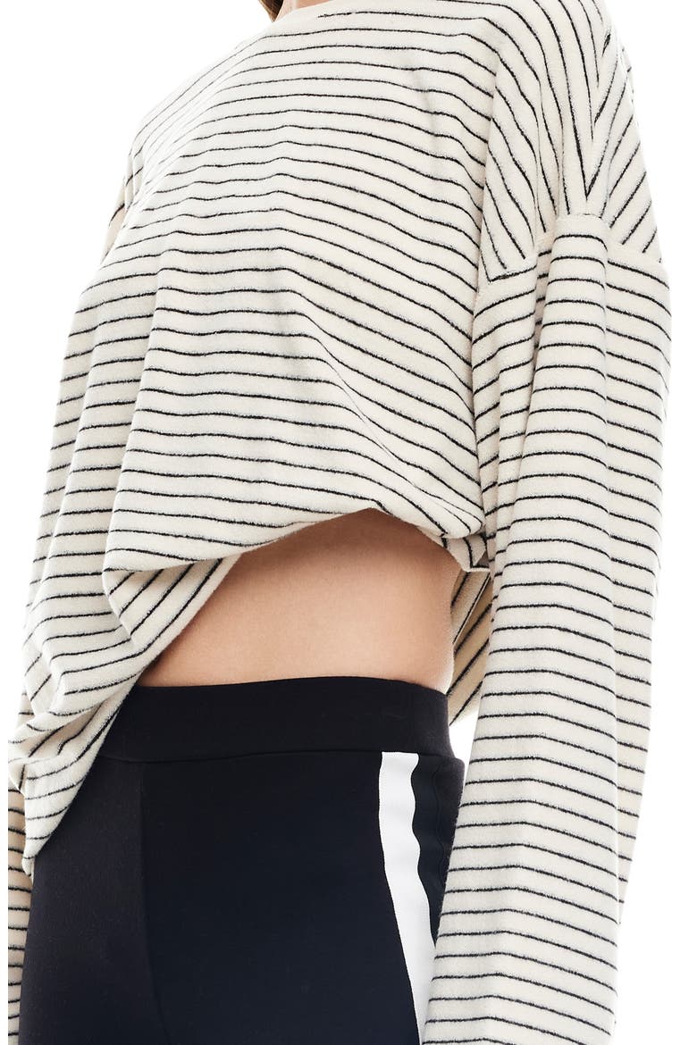 Bry Stripe Oversize Velour Top, Alternate, color, CREAM NOIR STRIP
