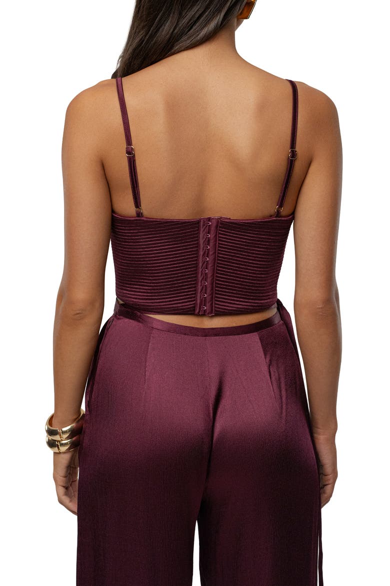 Thalia Textured Bustier Top, Alternate, color, DARK RED