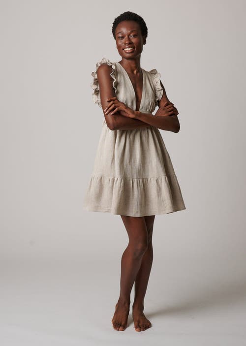 Leisure Lab Chloe Mini Linen Dress In Oatmeal
