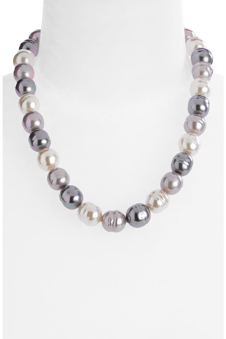 14mm Baroque Pearl Necklace, Alternate, color, GREY/ SILVER