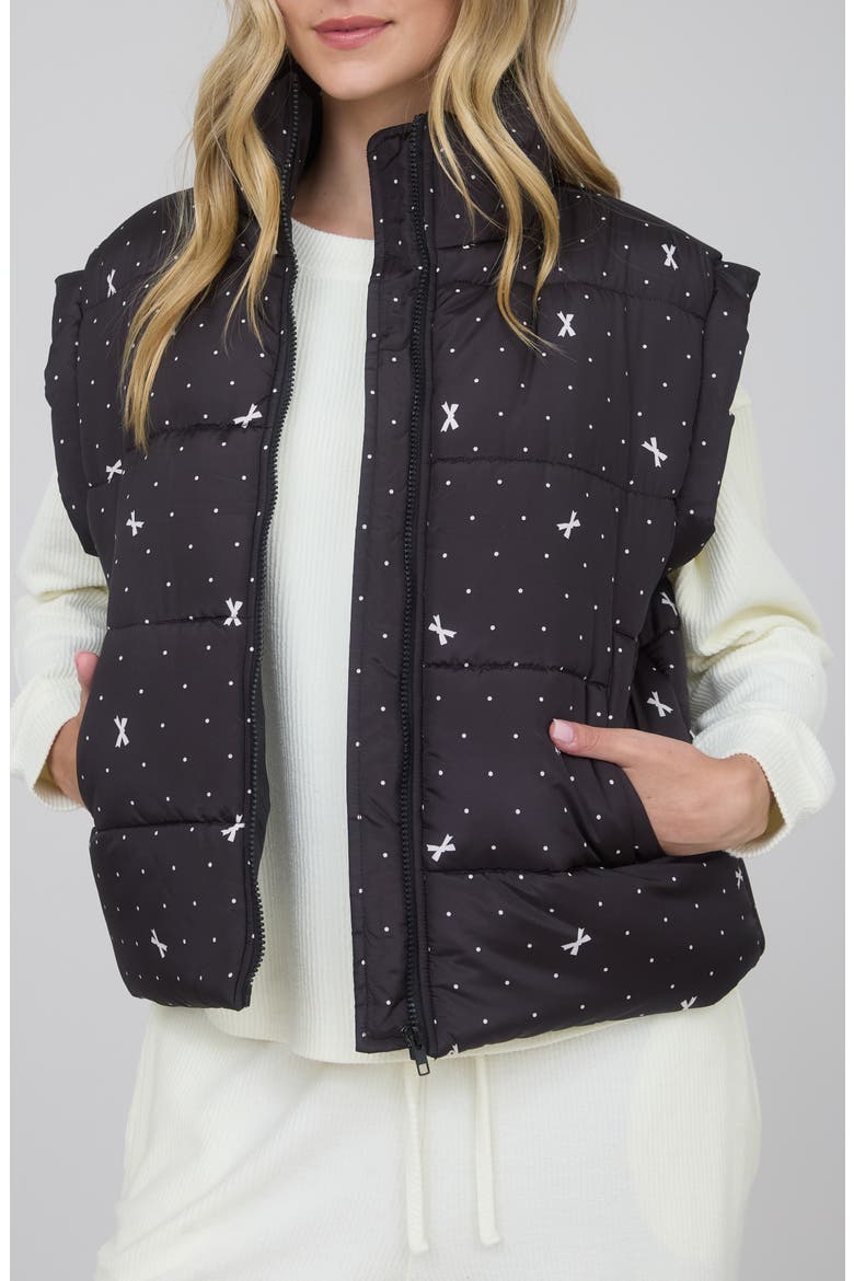 Polka Dot Bow Zip Vest, Main, color, BLACK