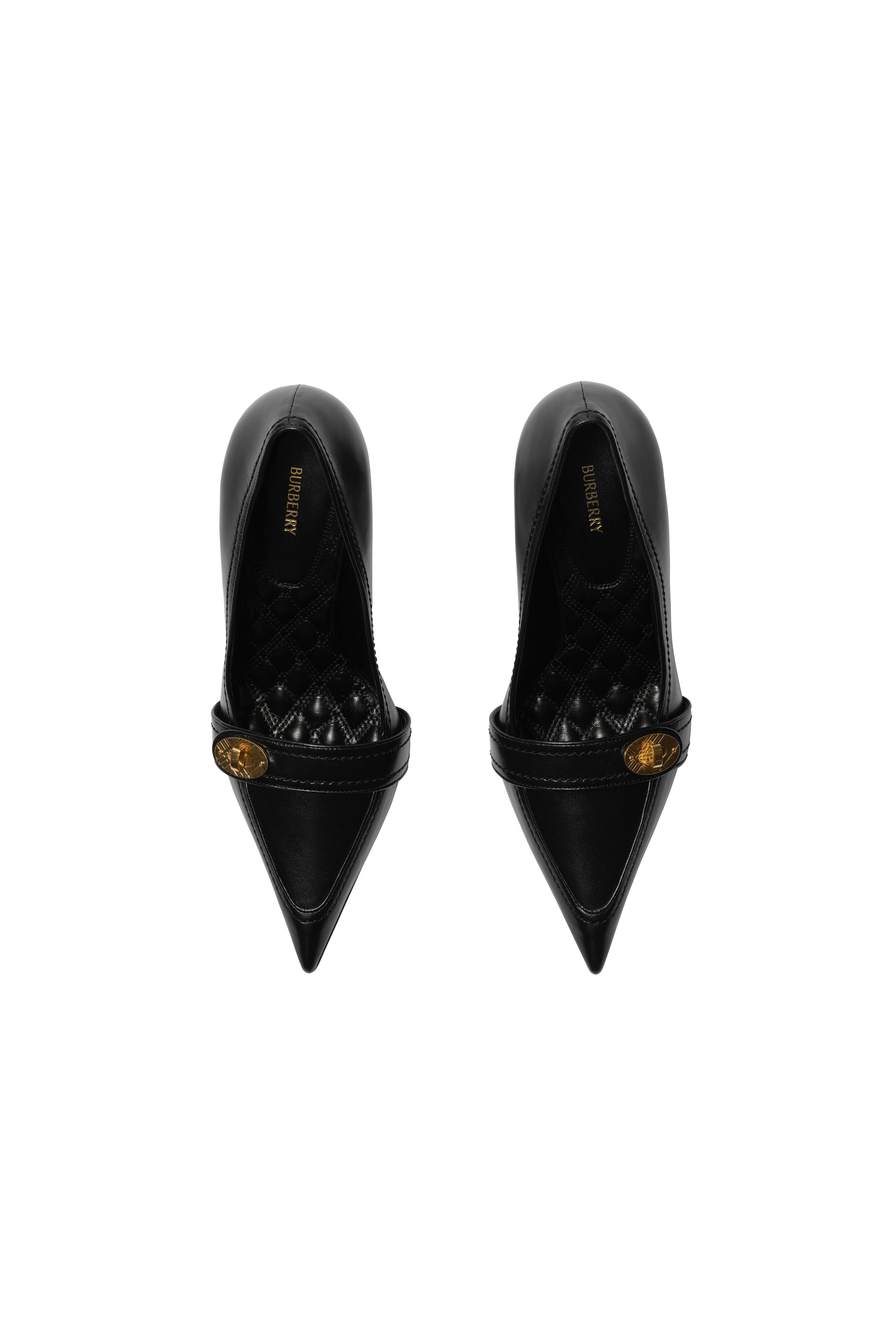 Burberry Leather Cotswolds High Pumps, Alternate, color, Black