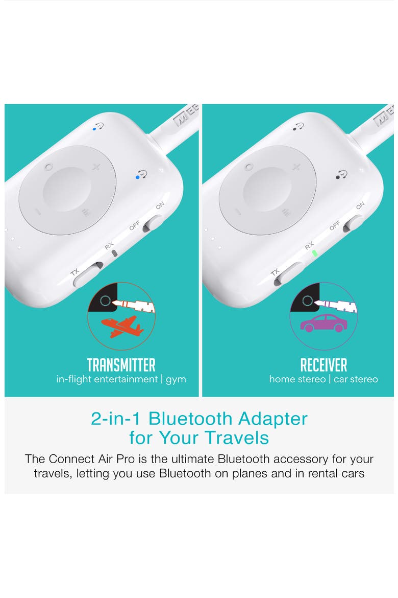 Connect Air Pro 2-in-1 Bluetooth Wireless Audio Transmitter & Receiver, Alternate, color, White