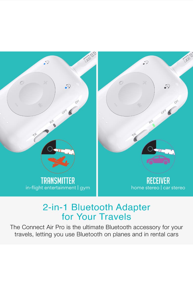 MEE audio Connect Air Pro 2-in-1 Bluetooth Wireless Audio Transmitter 
Receiver, Alternate, color, White