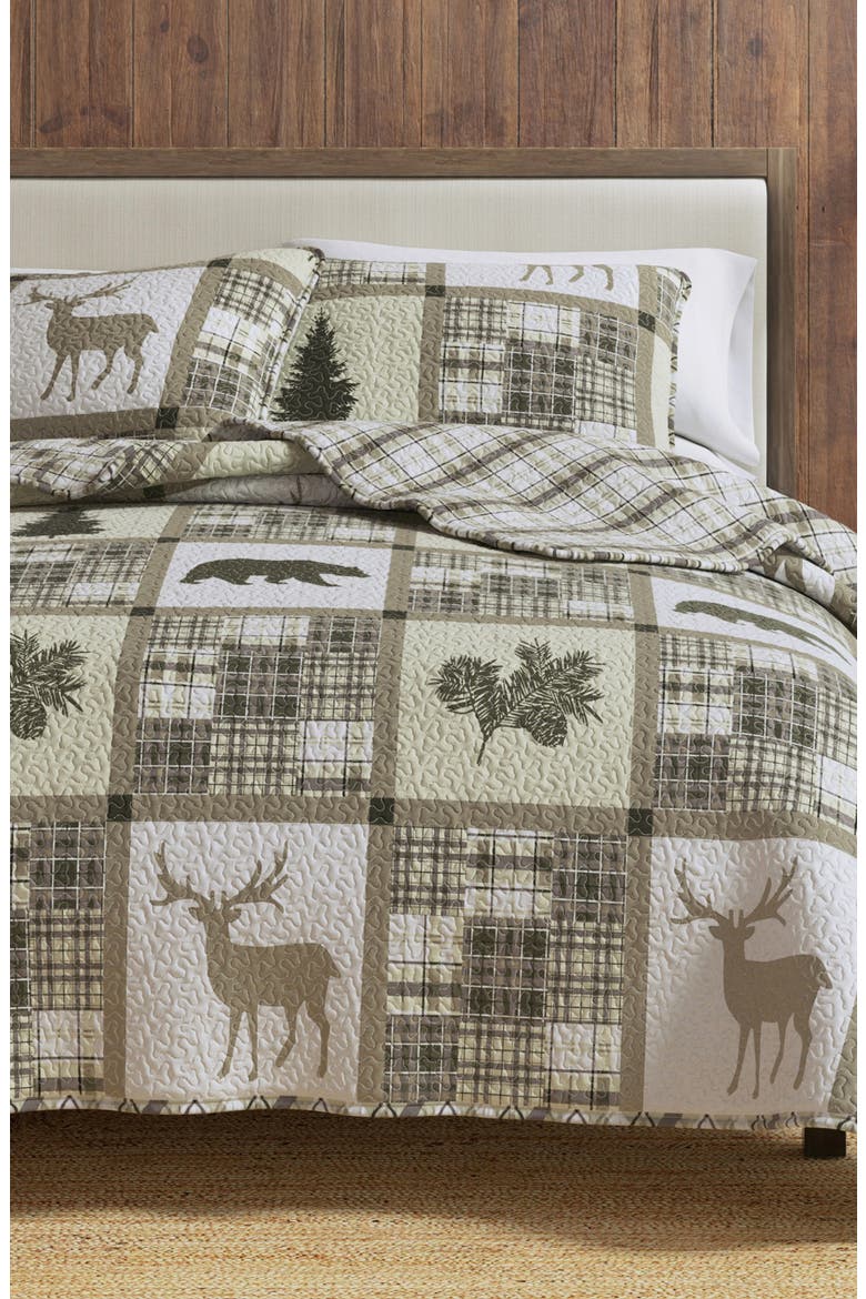 Lodge Patchwork Quilt Set, Main, color, STONEHURST