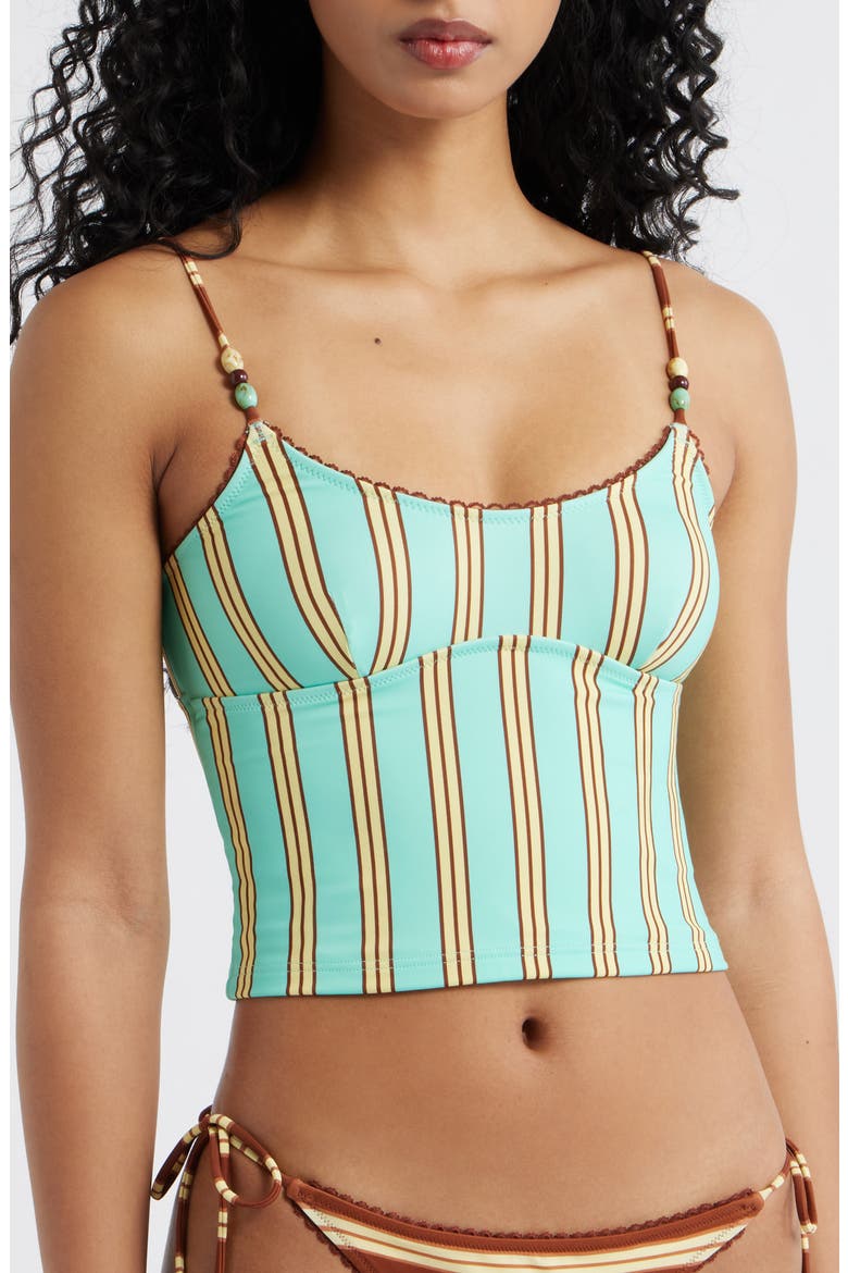 Trudi Stripe Crop Tankini Top, Main, color, MINT
