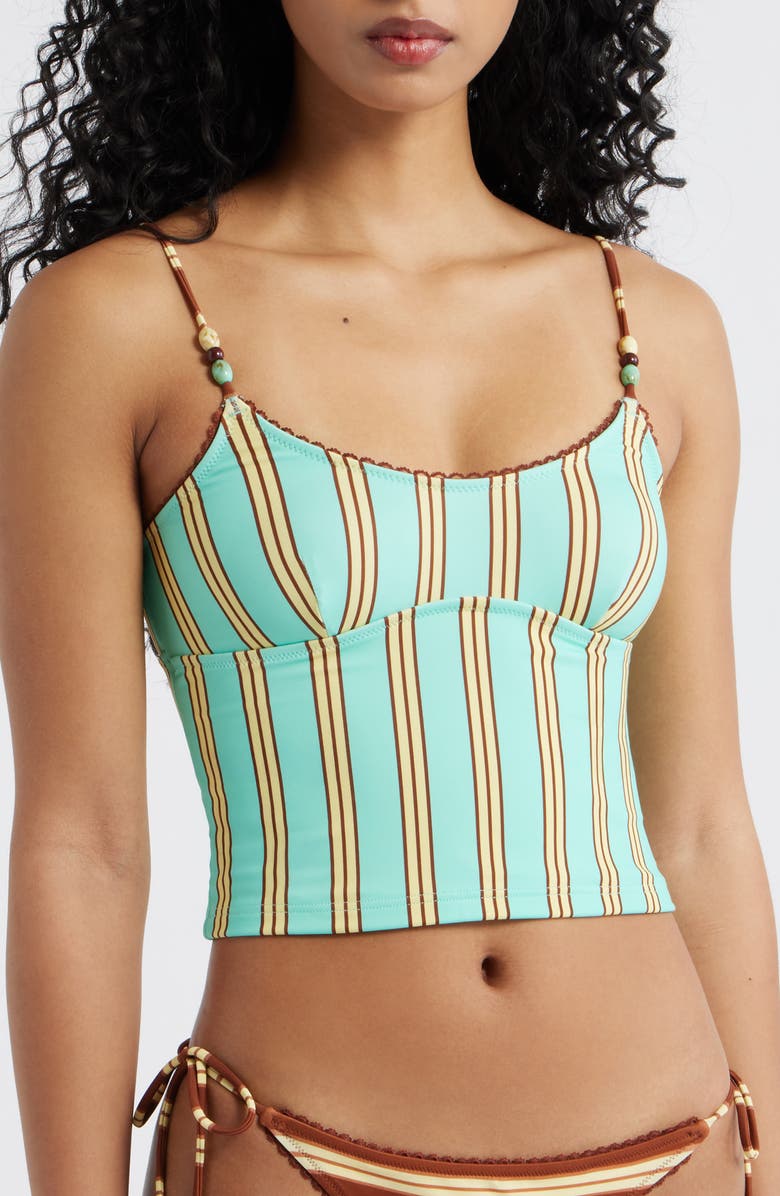 Damson Madder Trudi Stripe Crop Tankini Top, Main, color, Mint