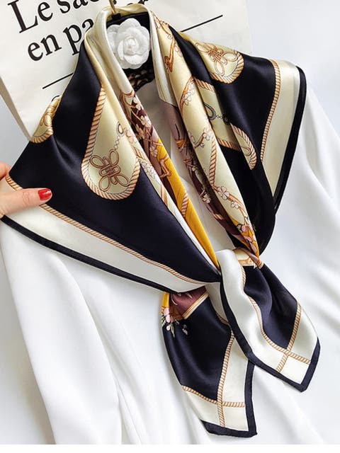 Pure Mulberry Silk Printed Square Shawl Scarf