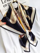 SILKSILKY Pure Mulberry Silk Printed Square Shawl Scarf