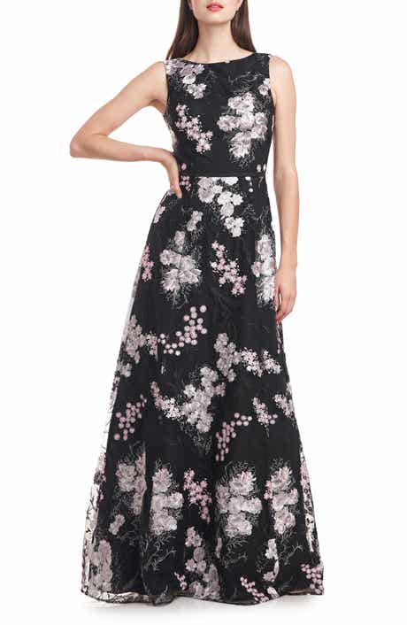 JS Collections Catalina Floral Embroidered A-Line Ballgown