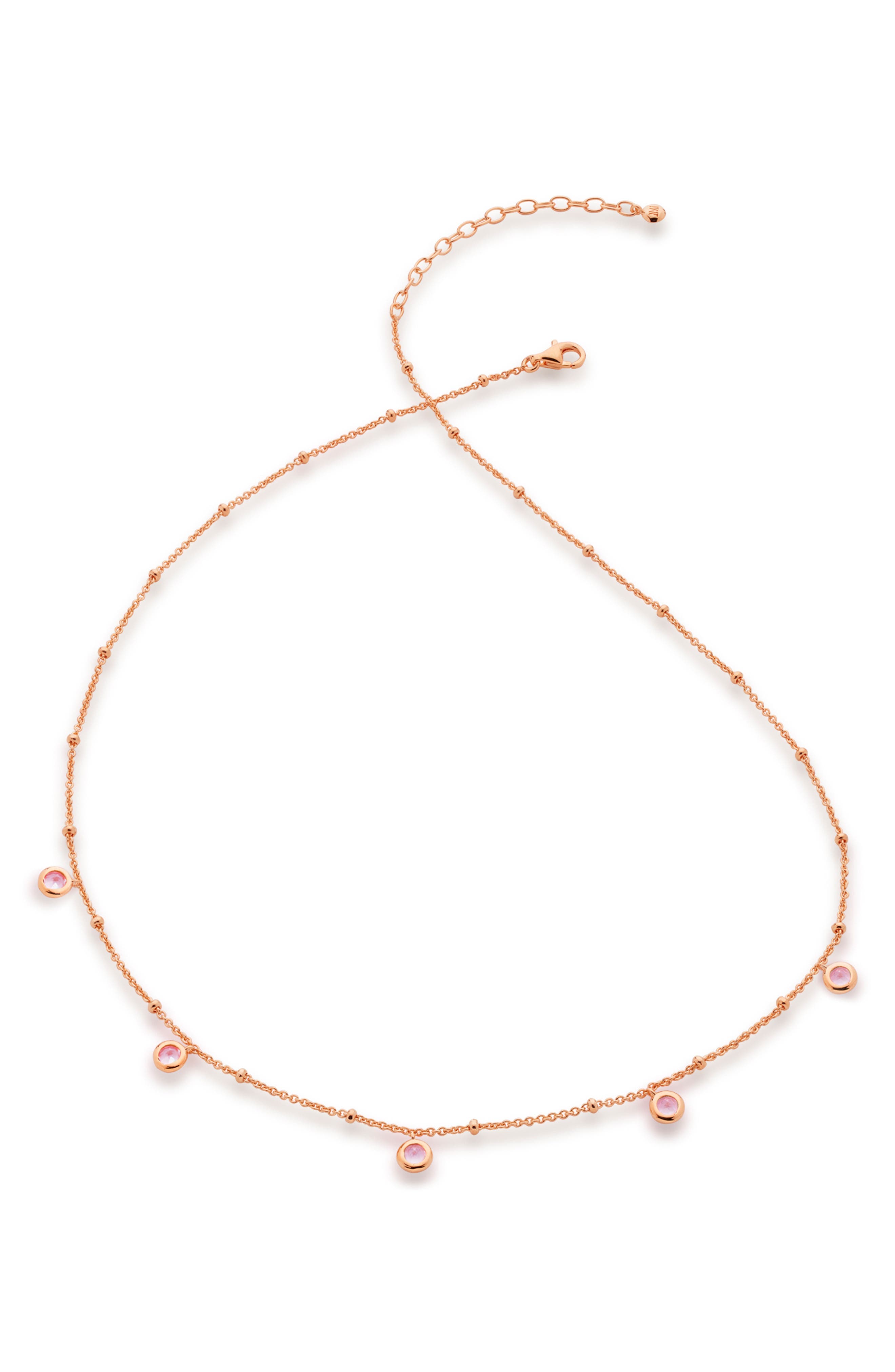 Monica Vinader Pink Tourmaline Station Choker Necklace
