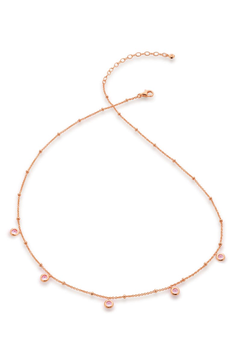 Monica Vinader Pink Tourmaline Station Choker Necklace, Main, color,