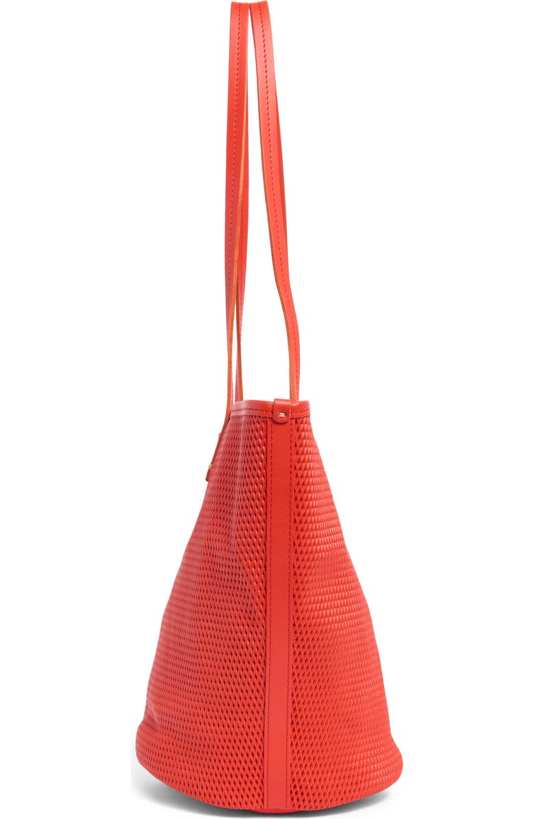Clare V. Choupette Diamond Perforated Leather Tote, Alternate, color, Bright Poppy